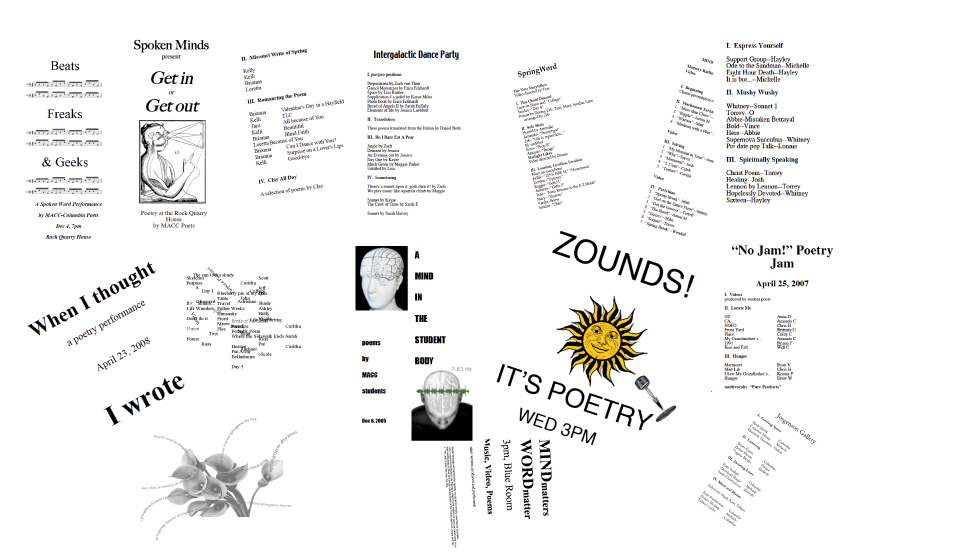 Collage of student poetry shows